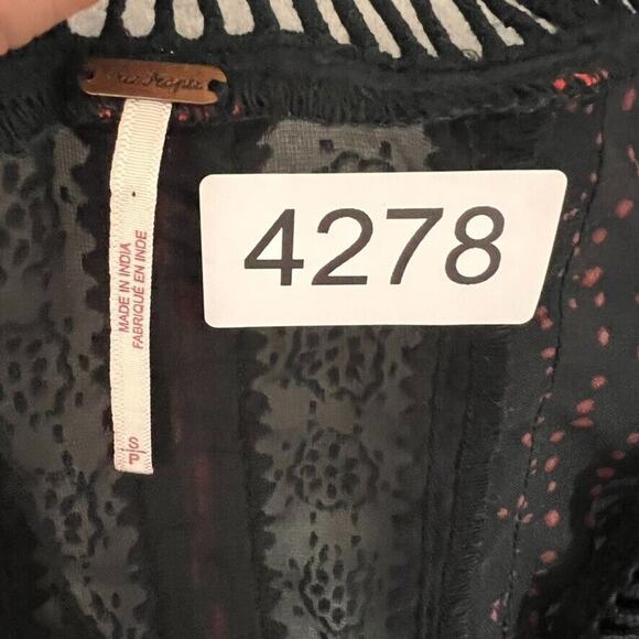 Free People Dress Small Starry Night Maxi Black Long Sleeve V Neck Embroidered - Picture 13 of 13